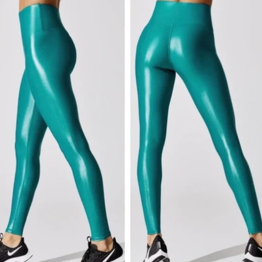 CARBON38 High Rise Full Length Leggings Takara Shine in Turquoise Takar Shine - Picture 6 of 16